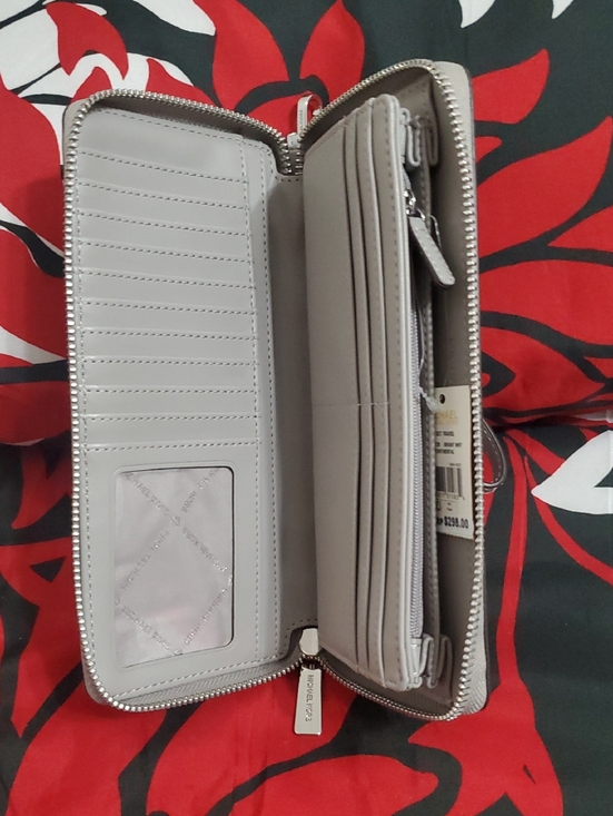Michael Kors Jet Set Continental Bright White & Grey Monogram Wallet Wristlet